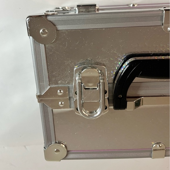 Pink & Silver Makeup Train Case with Multiple Compartments – Portable Organizer - Picture 11 of 16